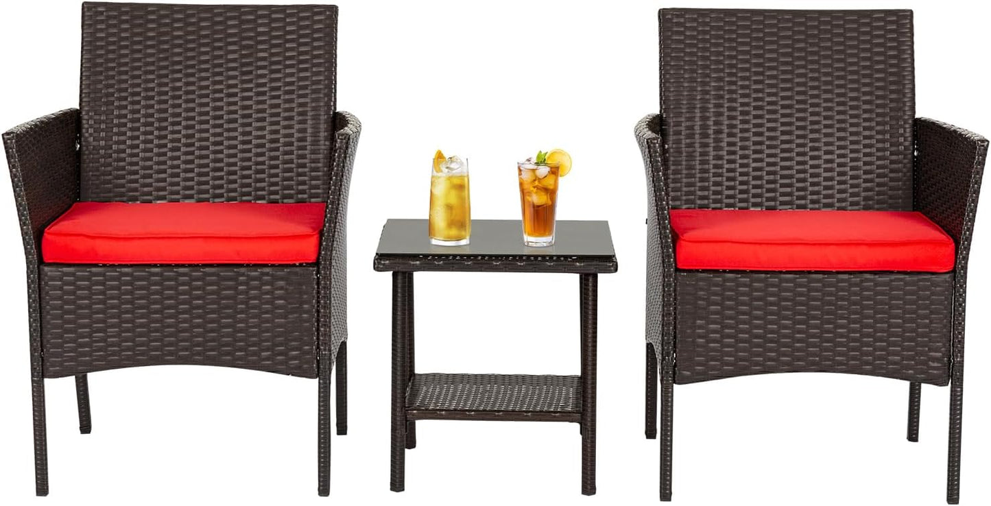 FDW 4-Piece Patio Furniture Set | Black | Outdoor Wicker Furniture | with Coffee Table | Modern Rattan Chairs Conversation Set | Outdoor Seating | Weather-Resistant | for Porch, Garden, Lawn