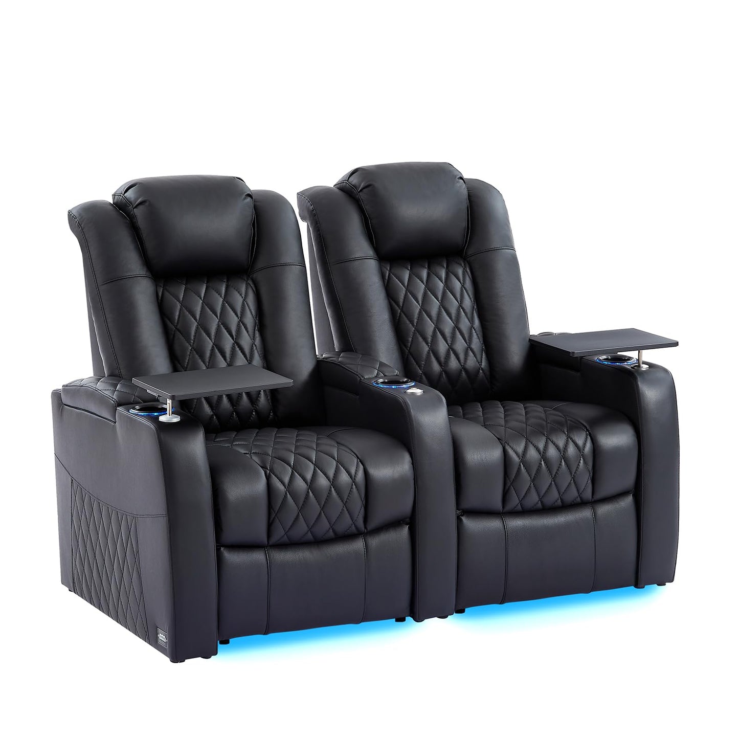 comfiroom Top-Grain Leather Home Theater Seating, Dual-Motor Power Recliner | Classic Series Black Zero Gravity Motorized Theater Chair with USB-C Charging, Adjustable Headrest, Tray Table, Row of 1