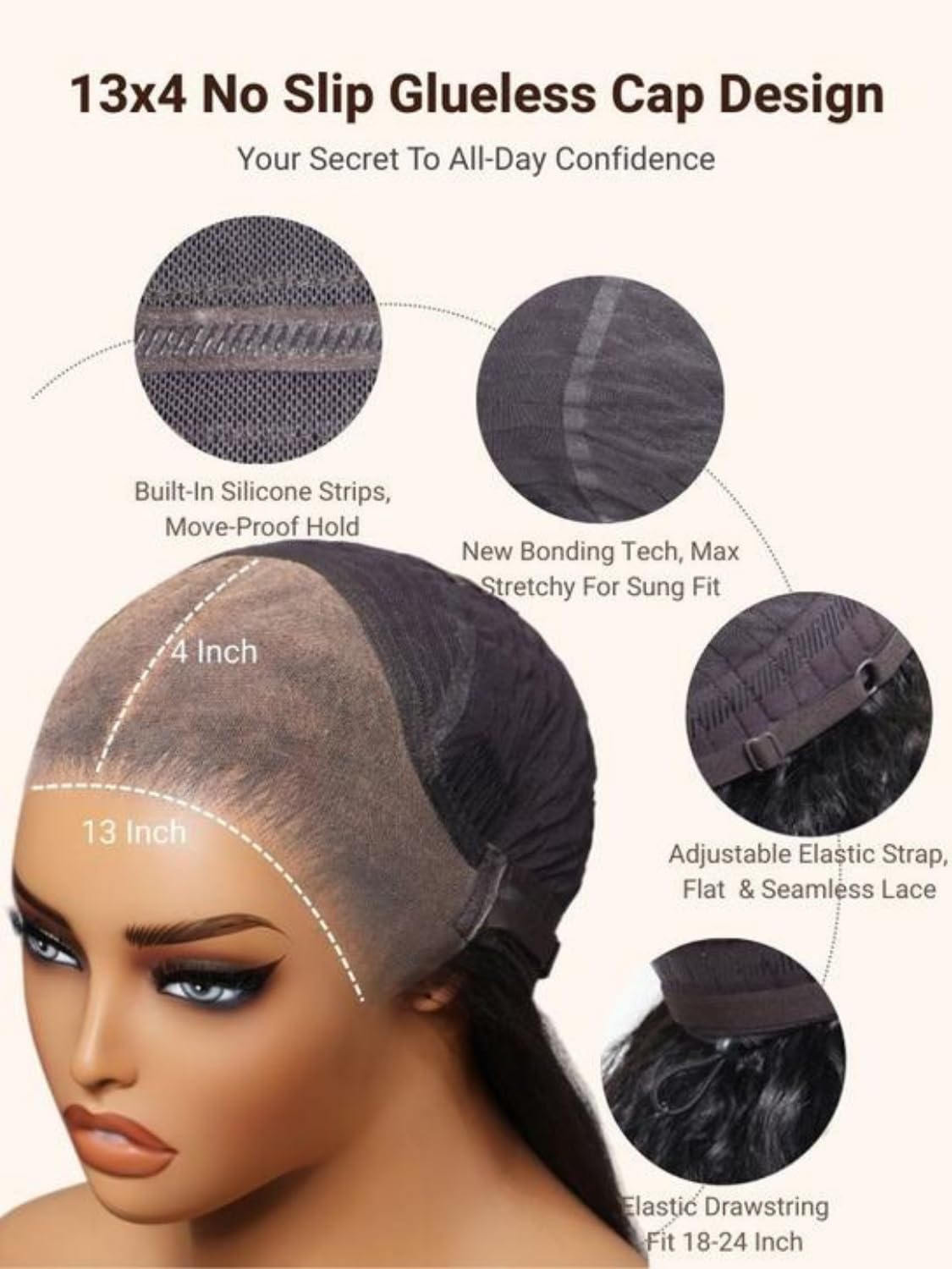 Nadula 13x4 HD Ombre Brown Wavy Bob Drawstring Wig Human Hair with Blonde Face Framing Layers Bangs,Pre Everything Glueless No Slip Wig Pre Plucked Ready to Wear Short Highlight Wavy Bob Wig 10inch