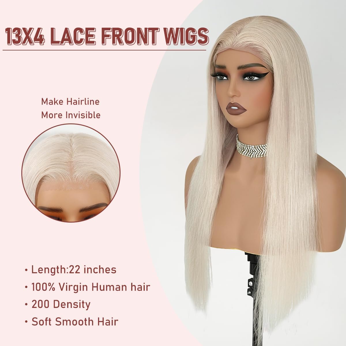 Ash Blonde Wig Human Hair 13x4 Glueless Lace Front Bob Wig 12" | 220% Density Double Drawn 15A Remy Brazilian Human Hair Wig Soft & Full Wear Go HD Pre cut Lace Pre plucked Natural Hairline