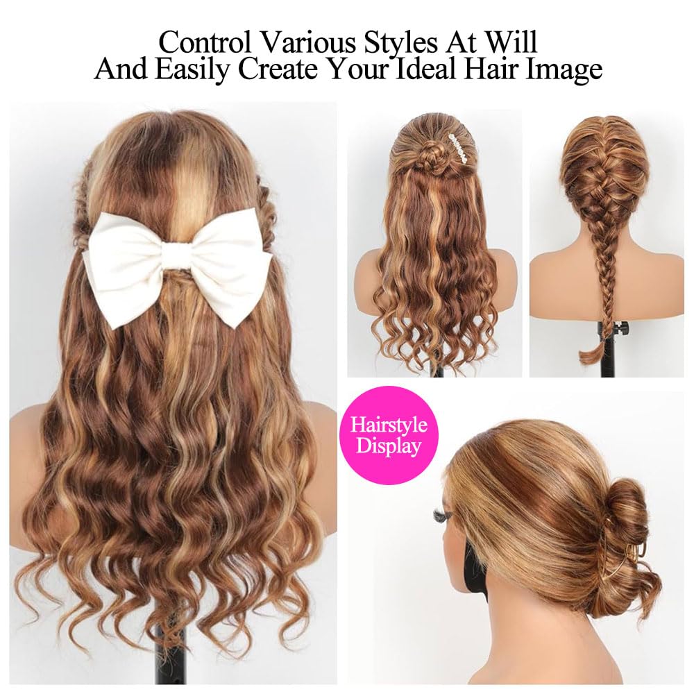 miear 360 Drawstring Lace Front Wigs Human Hair 4/27 Highlight Ombre Wig | 360 HD Full Lace Frontal Wig Body Wave Lace Front Wig Pre Plucked for Black Women 180% Density Honey Blonde Color 28inch