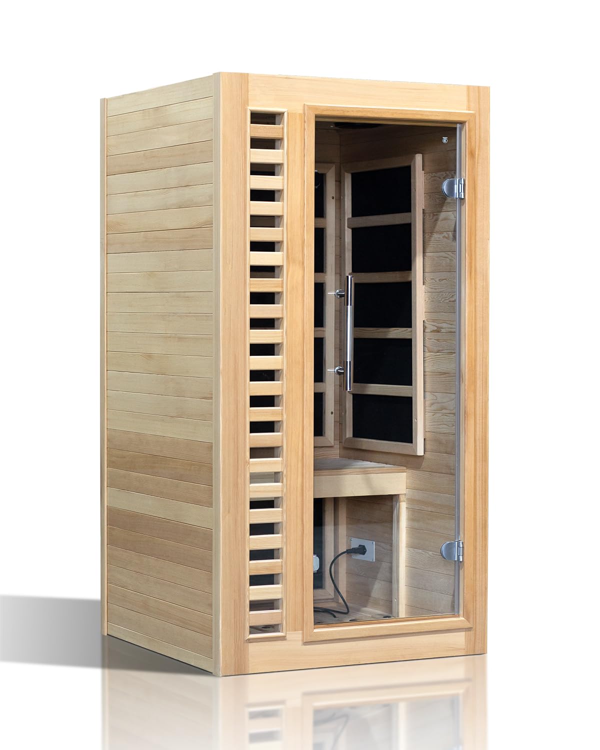 2 Person Infrared Saunas for Home with Recliner, 220V Traditional Sauna for Indoor Use, Canadian Ceder, Full Spectrum Sauna with 9 Heating Panels (Cedar)