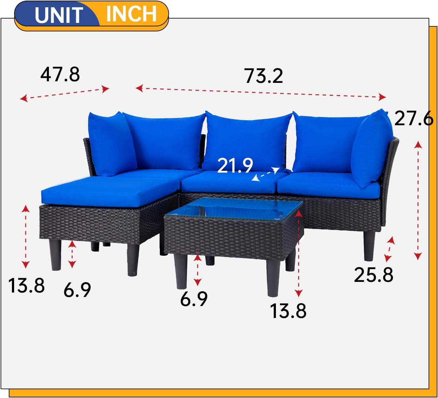 FDW 4-Piece Patio Furniture Set | Black | Outdoor Wicker Furniture | with Coffee Table | Modern Rattan Chairs Conversation Set | Outdoor Seating | Weather-Resistant | for Porch, Garden, Lawn