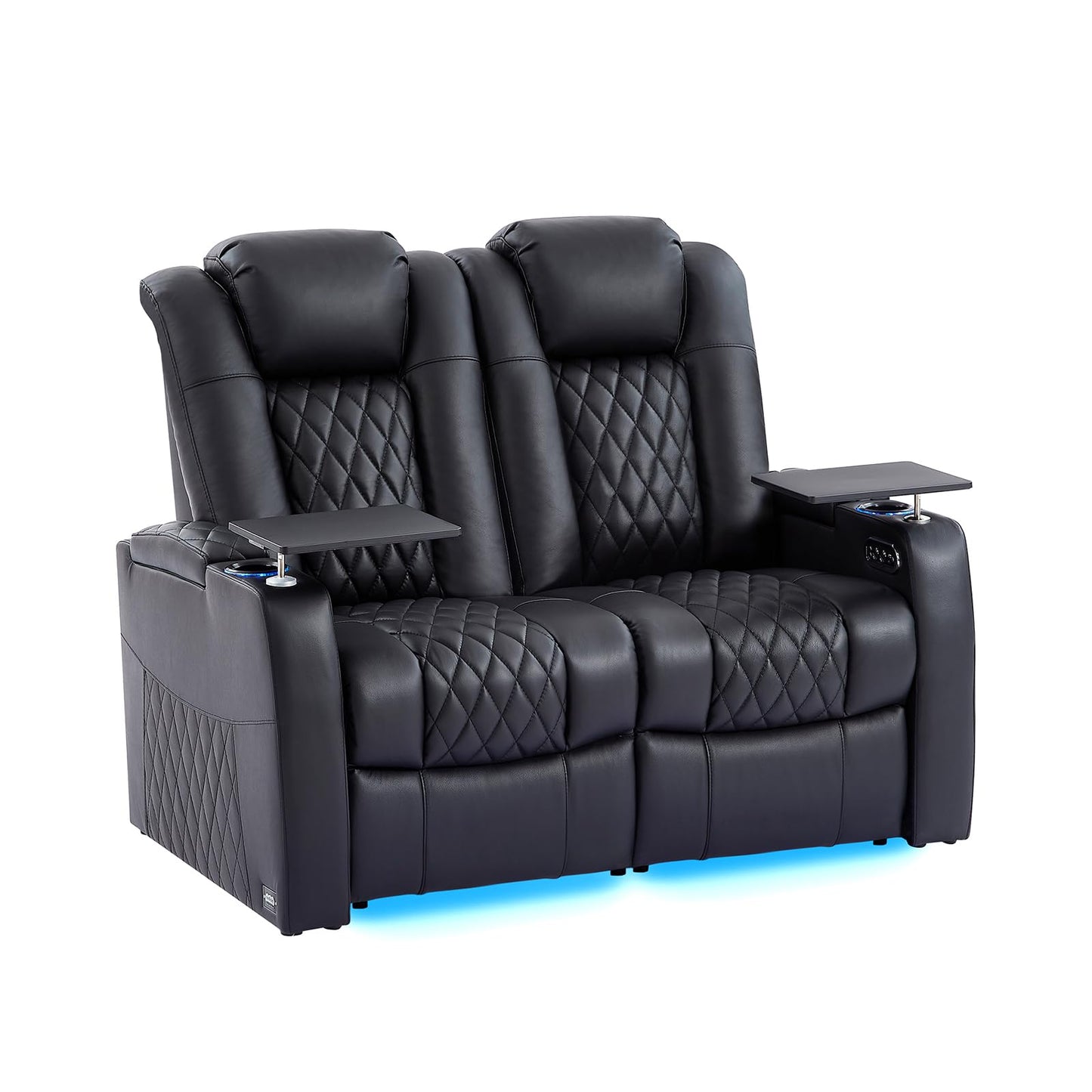 comfiroom Top-Grain Leather Home Theater Seating, Dual-Motor Power Recliner | Classic Series Black Zero Gravity Motorized Theater Chair with USB-C Charging, Adjustable Headrest, Tray Table, Row of 1
