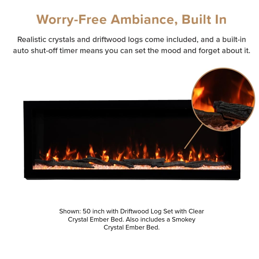 Highmark 72 Inch Smart Linear Electric Fireplace - Premium Flame with 10 Colors, Sleek Hidden Vent Design, Install Recessed in-Wall or Wall-Mount, WiFi Enabled.