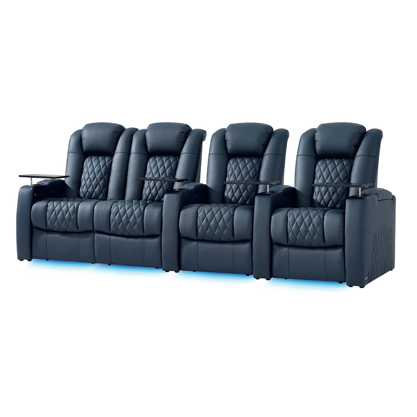 comfiroom Top-Grain Leather Home Theater Seating, Dual-Motor Power Recliner | Classic Series Black Zero Gravity Motorized Theater Chair with USB-C Charging, Adjustable Headrest, Tray Table, Row of 1