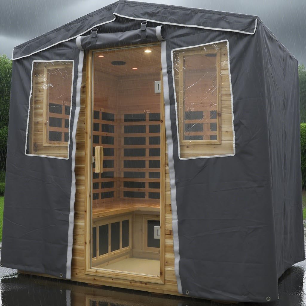 LTCCDSS Ultra-Low EMF Outdoor Infrared Sauna 2 Person, Composite Wood Far Infrared Sauna for Home, EMF 0.1-1mG, Bluetooth & Chromotherapy