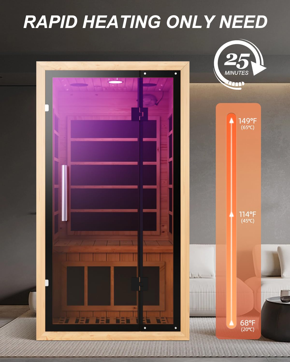 2 Person Infrared Saunas for Home with Recliner, 220V Traditional Sauna for Indoor Use, Canadian Ceder, Full Spectrum Sauna with 9 Heating Panels (Cedar)