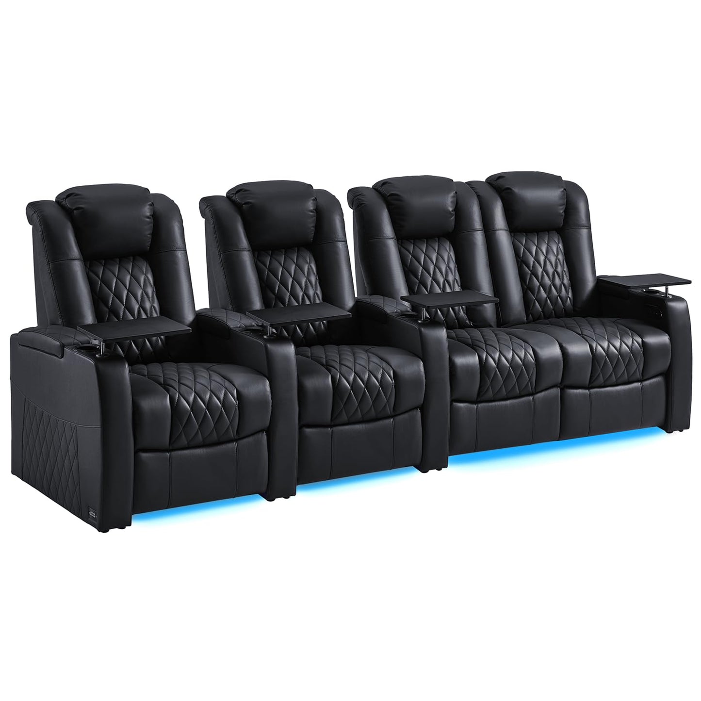 comfiroom Top-Grain Leather Home Theater Seating, Dual-Motor Power Recliner | Classic Series Black Zero Gravity Motorized Theater Chair with USB-C Charging, Adjustable Headrest, Tray Table, Row of 1