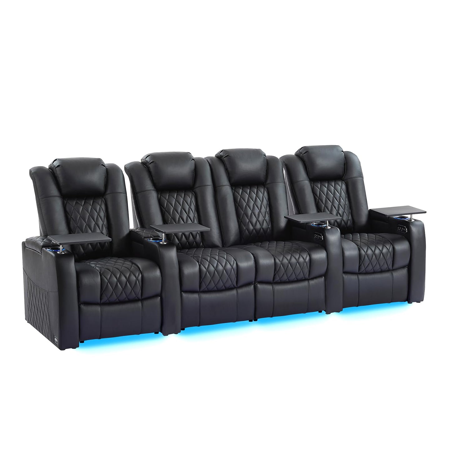 comfiroom Top-Grain Leather Home Theater Seating, Dual-Motor Power Recliner | Classic Series Black Zero Gravity Motorized Theater Chair with USB-C Charging, Adjustable Headrest, Tray Table, Row of 1