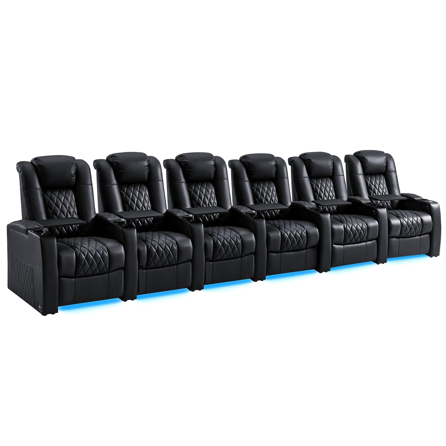comfiroom Top-Grain Leather Home Theater Seating, Dual-Motor Power Recliner | Classic Series Black Zero Gravity Motorized Theater Chair with USB-C Charging, Adjustable Headrest, Tray Table, Row of 1