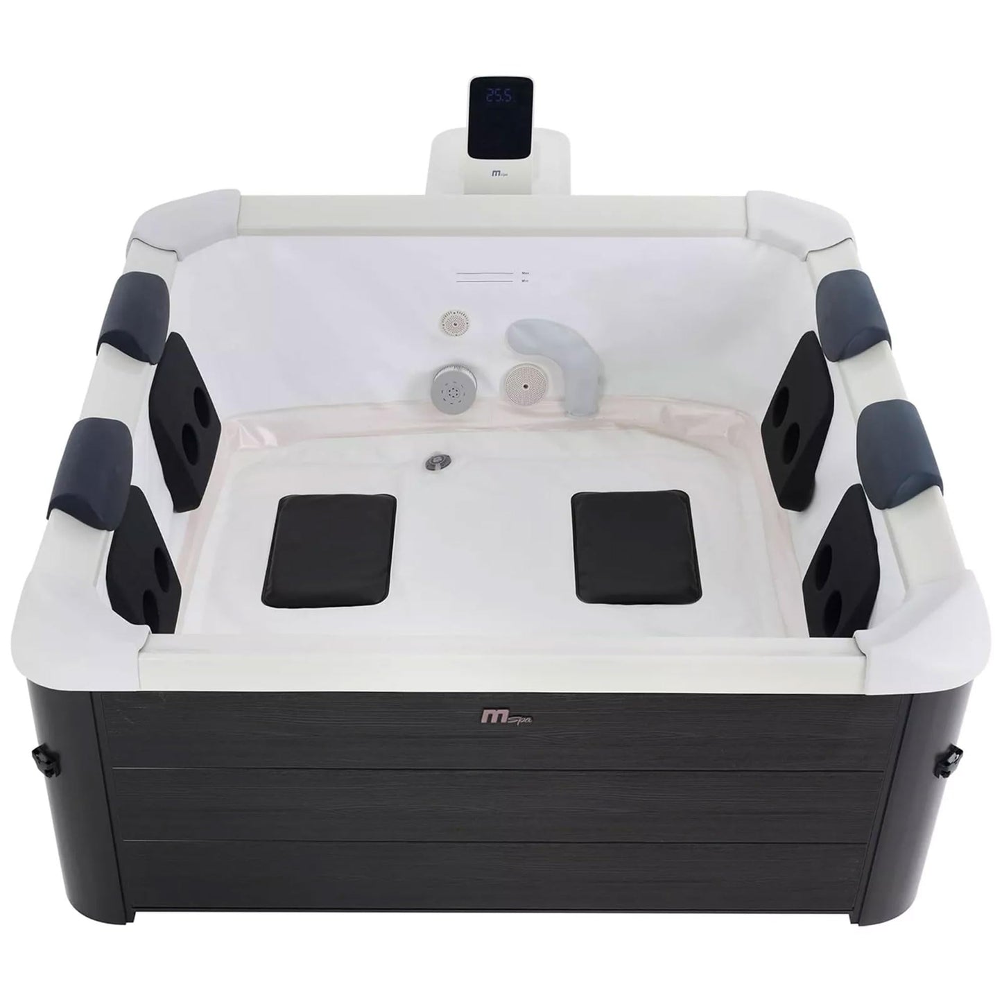 MSpa Square Hydro Jets Bubble Spa with Hard Exterior & Soft Lining Interior | 4 to 6 Person Hot Tub with 2 Covers (1 Standard and 1 Energy-Efficient Cover), Oslo