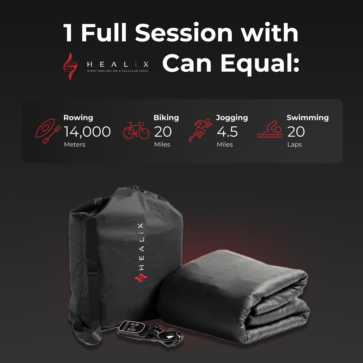 Healix Infrared Sauna Blanket - Zero EMF Portable Sauna for Detox, Recovery & Wellness - 10,000-Strand Far Infrared Carbon Fiber Heating, Adjustable 77-176°F | Zipper Seam Closure