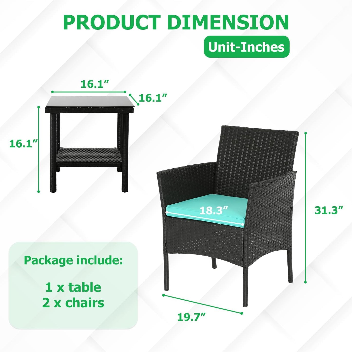 FDW 4-Piece Patio Furniture Set | Black | Outdoor Wicker Furniture | with Coffee Table | Modern Rattan Chairs Conversation Set | Outdoor Seating | Weather-Resistant | for Porch, Garden, Lawn
