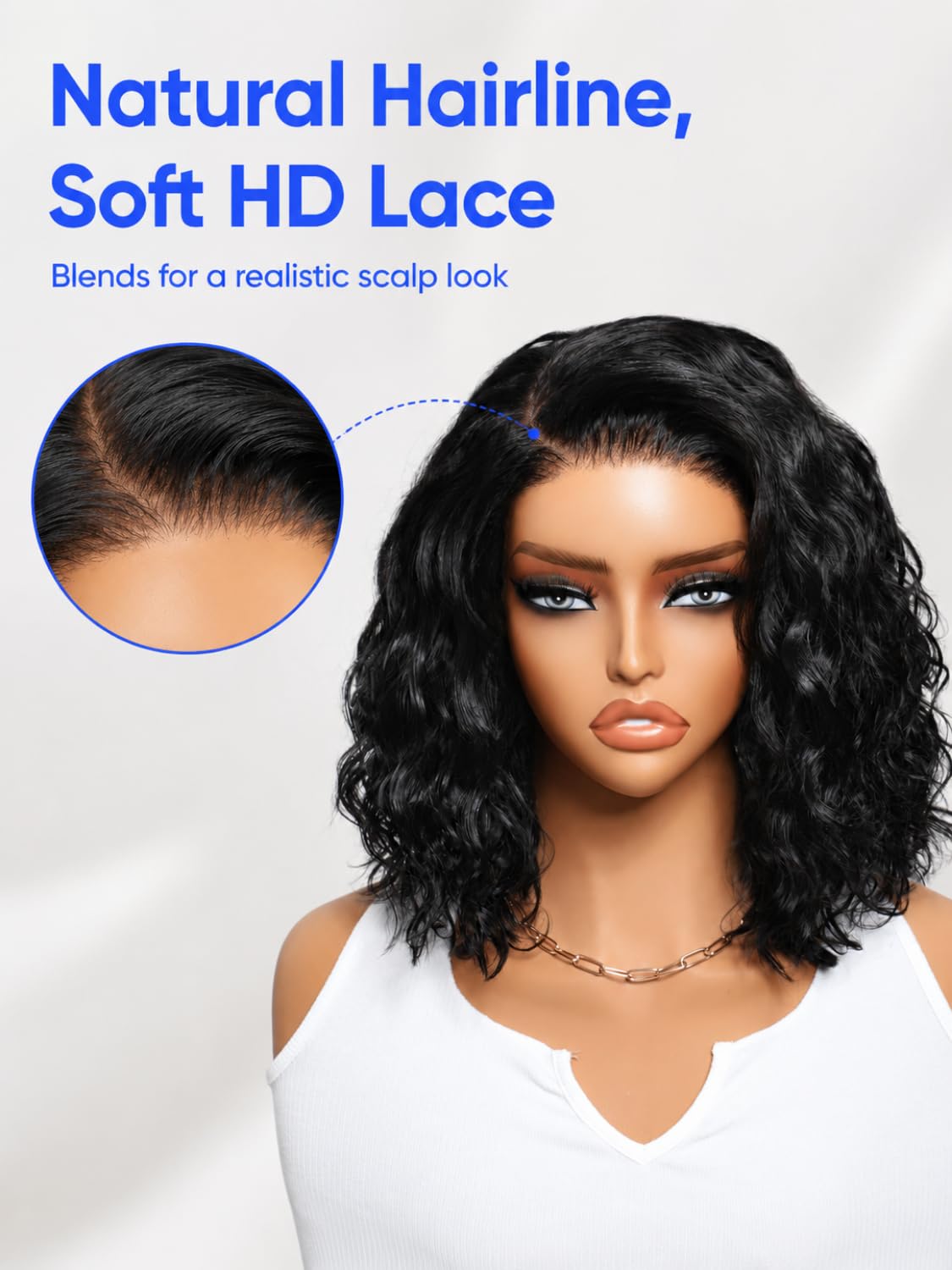 Nadula 13x4 HD Ombre Brown Wavy Bob Drawstring Wig Human Hair with Blonde Face Framing Layers Bangs,Pre Everything Glueless No Slip Wig Pre Plucked Ready to Wear Short Highlight Wavy Bob Wig 10inch