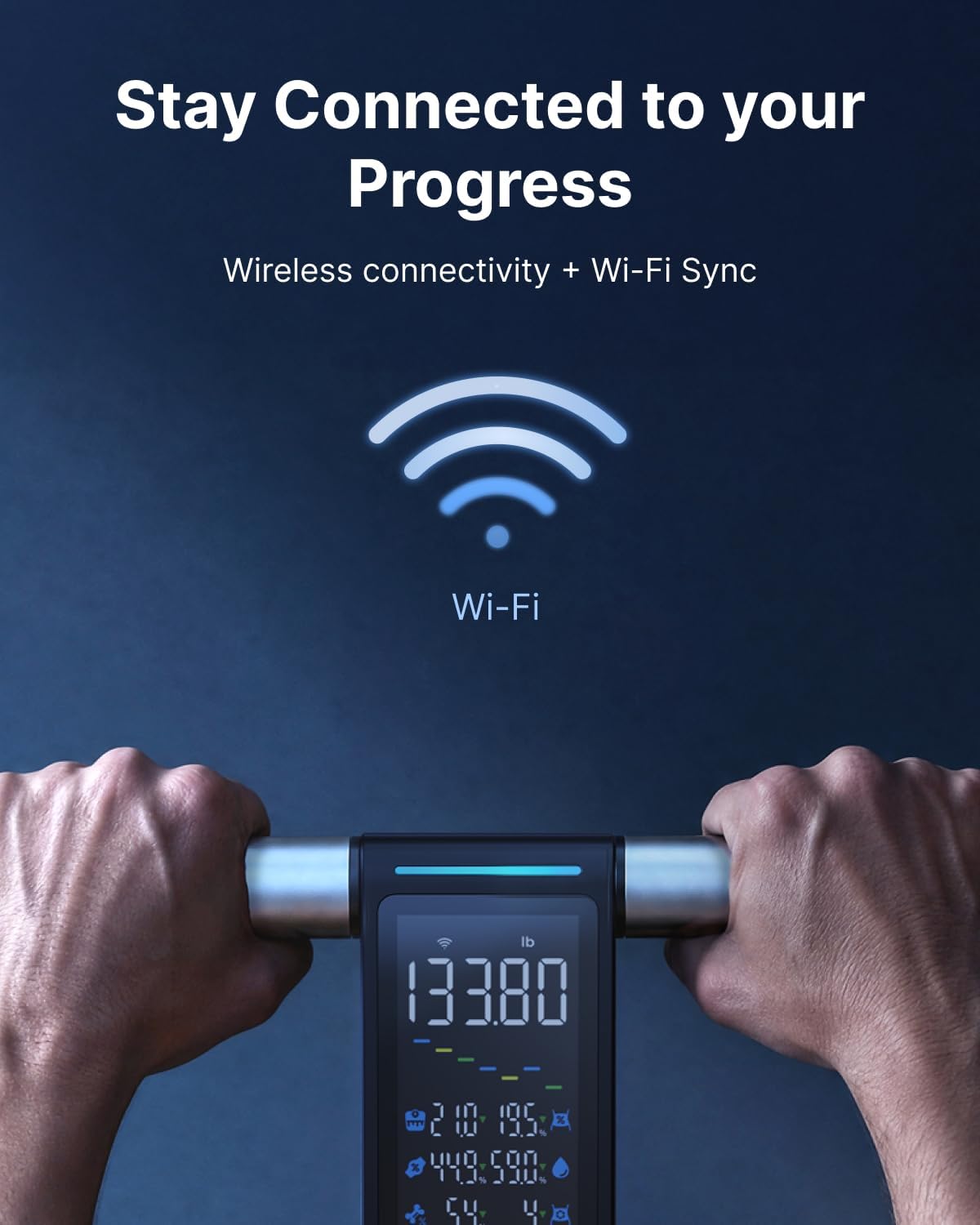 RENPHO Smart Scale with Large Handle Display, Wi-Fi & Wireless Connection | Body Composition Scale with BMI, Body Fat, Muscle Mass, 8 Electrodes, 50+ Metrics, Home Use, MorphoScan Aspire