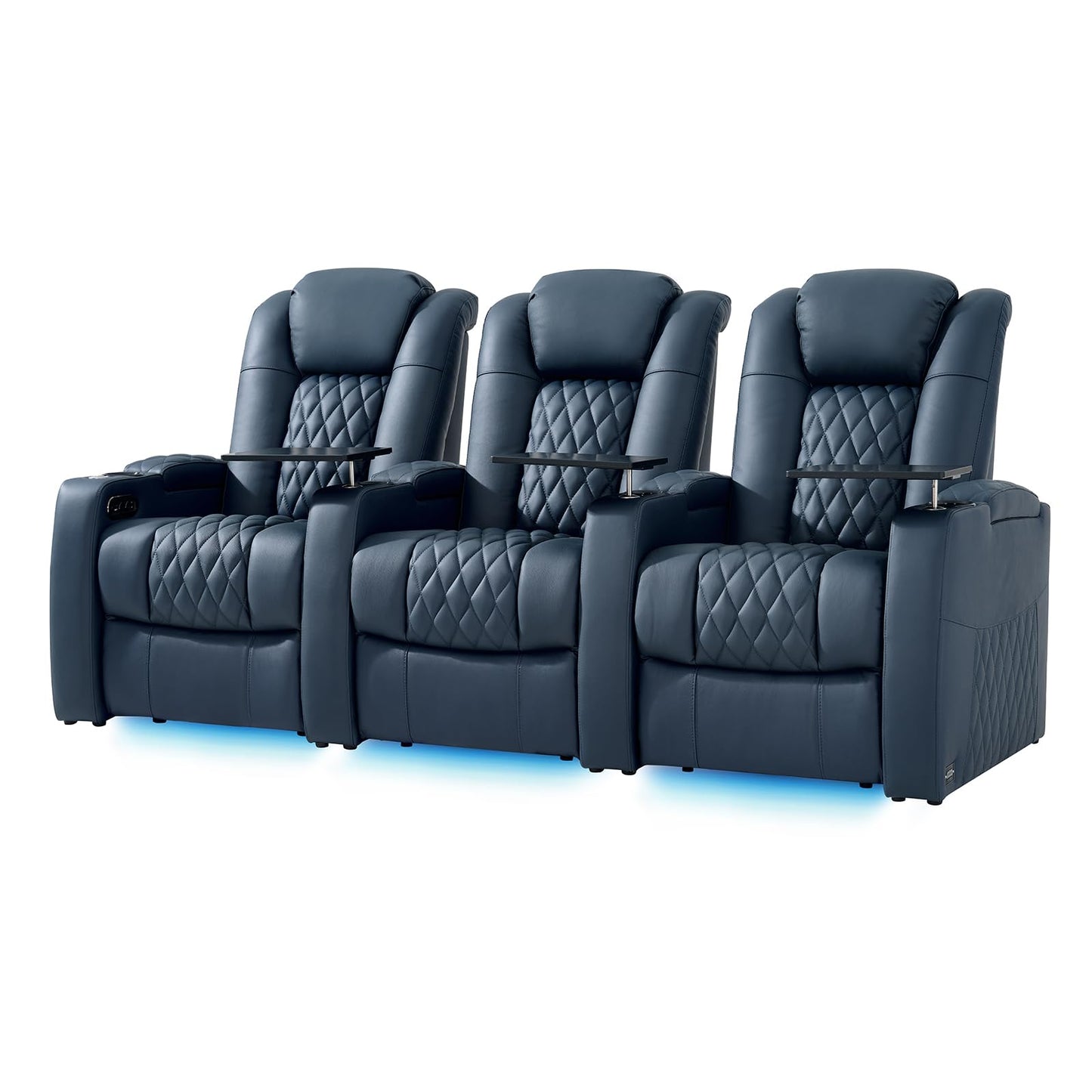 comfiroom Top-Grain Leather Home Theater Seating, Dual-Motor Power Recliner | Classic Series Black Zero Gravity Motorized Theater Chair with USB-C Charging, Adjustable Headrest, Tray Table, Row of 1