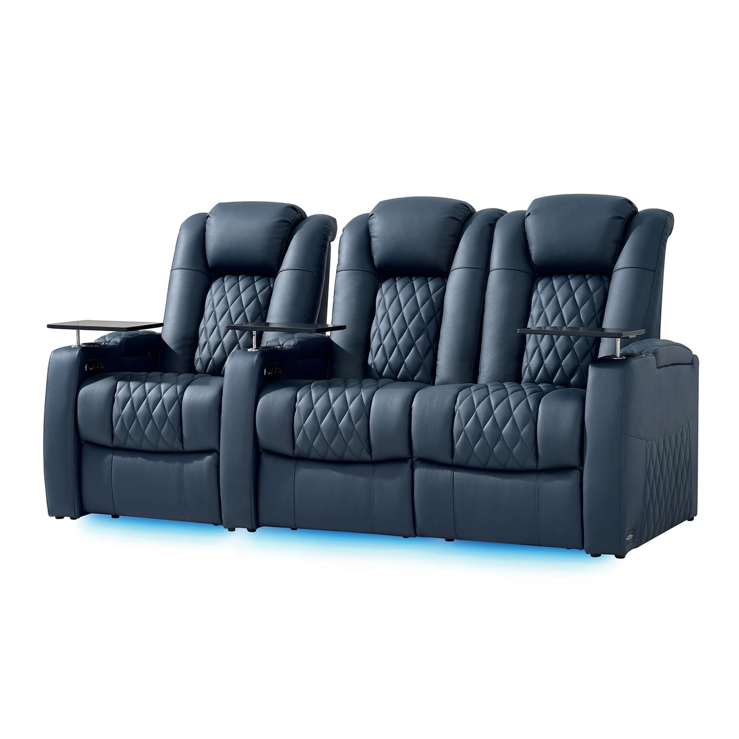 comfiroom Top-Grain Leather Home Theater Seating, Dual-Motor Power Recliner | Classic Series Black Zero Gravity Motorized Theater Chair with USB-C Charging, Adjustable Headrest, Tray Table, Row of 1