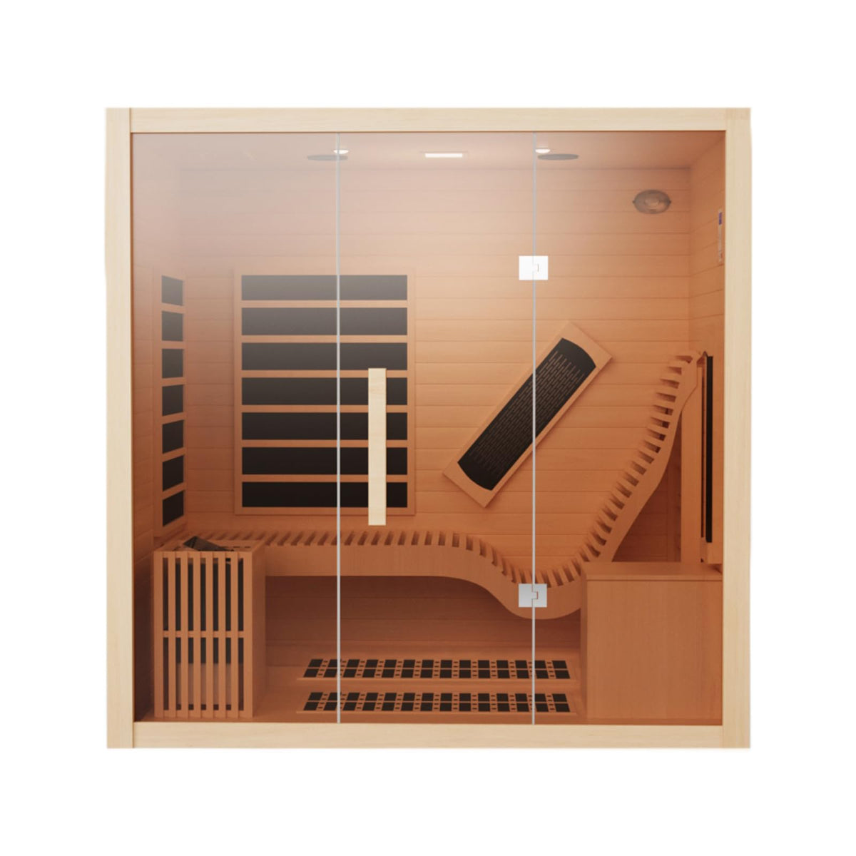 2 Person Infrared Saunas for Home with Recliner, 220V Traditional Sauna for Indoor Use, Canadian Ceder, Full Spectrum Sauna with 9 Heating Panels (Cedar)