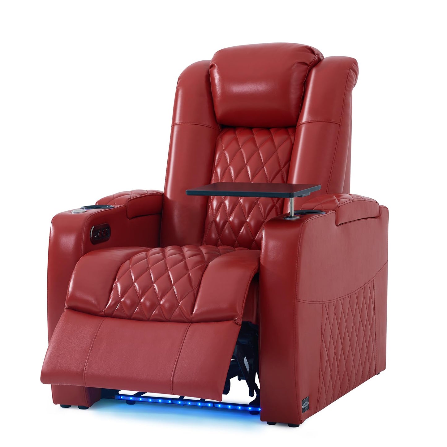 comfiroom Top-Grain Leather Home Theater Seating, Dual-Motor Power Recliner | Classic Series Black Zero Gravity Motorized Theater Chair with USB-C Charging, Adjustable Headrest, Tray Table, Row of 1