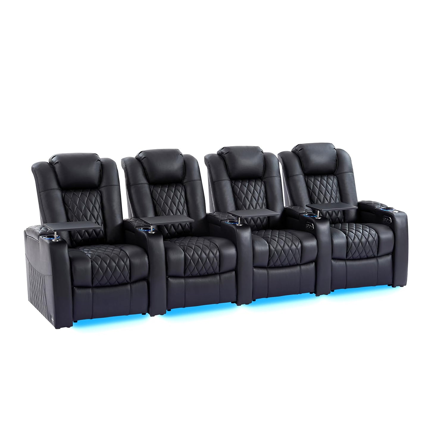 comfiroom Top-Grain Leather Home Theater Seating, Dual-Motor Power Recliner | Classic Series Black Zero Gravity Motorized Theater Chair with USB-C Charging, Adjustable Headrest, Tray Table, Row of 1