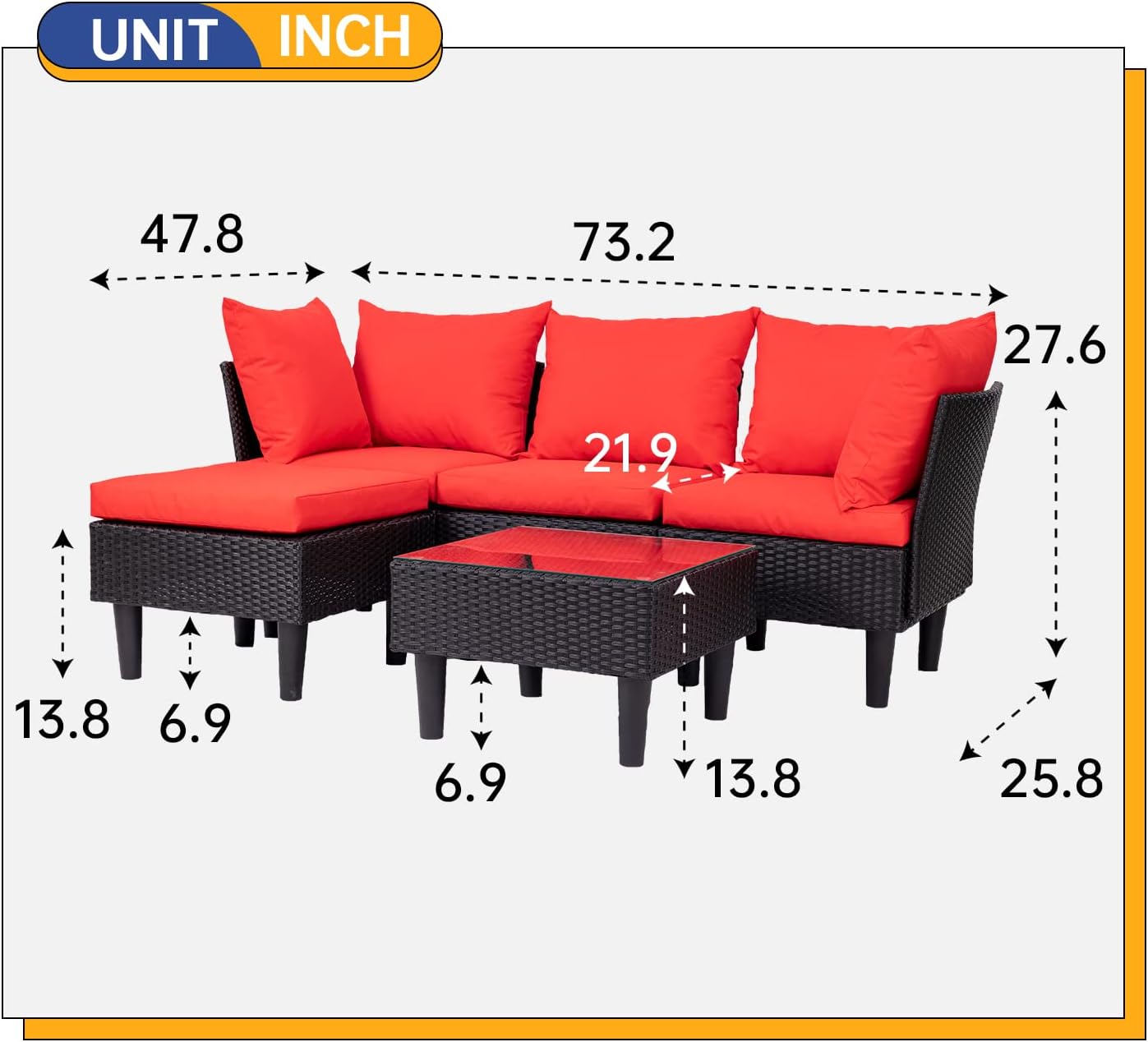 FDW 4-Piece Patio Furniture Set | Black | Outdoor Wicker Furniture | with Coffee Table | Modern Rattan Chairs Conversation Set | Outdoor Seating | Weather-Resistant | for Porch, Garden, Lawn