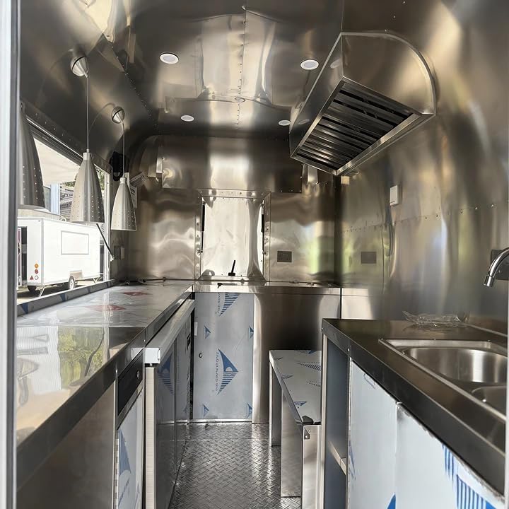 Multifunction Stainless Steel Design Food Trailer Fully Equipped Mobile Snack Food Truck with Full Kitchen Food Concession Trailers for Sale Food Truck Equipment