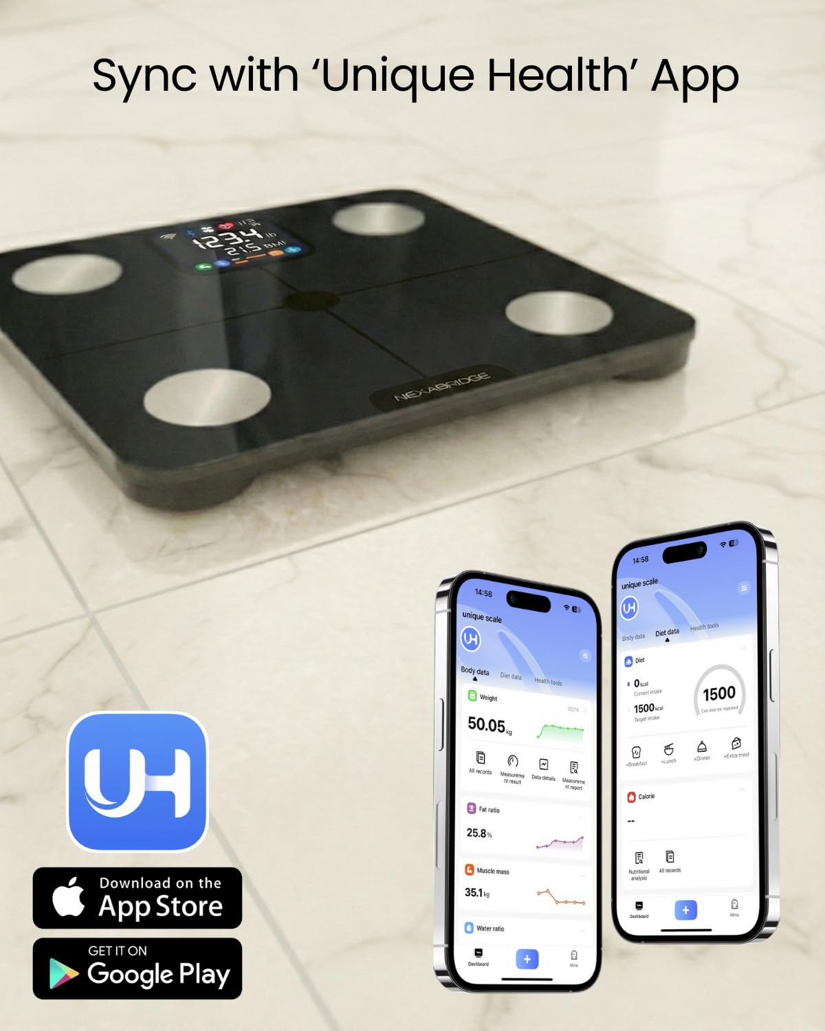 Smart Scale for Body Weight, BMI, Body Fat, Muscle Mass, 11" Large Digital Bathroom Scale, 12 Body Composition Analysis, Sync App, Bluetooth, LED Display, 400 lbs - Nexa 1 - Restful Hideout