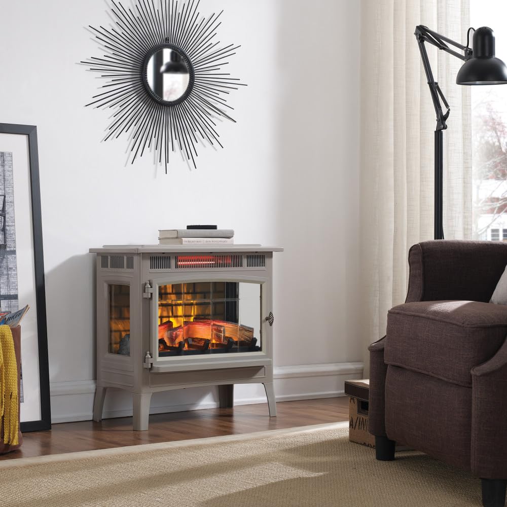 duraflame Freestanding Electric Fireplace Stove Heater with 3D Flame Effect for 1,000 Sq. Ft, Bronze