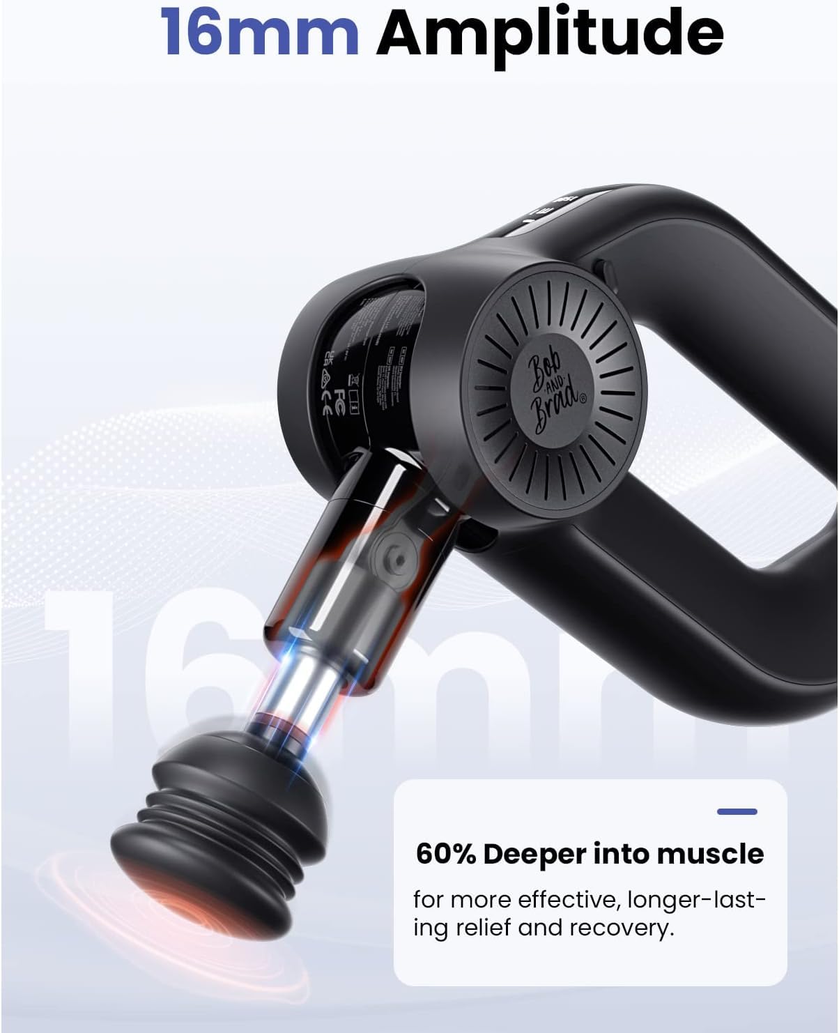 BOB AND BRAD D6 Pro Max+ Massage Gun with Heat and Cold, Powerful Deep Tissue Percussion Massager with 16mm Amplitude, Professional Muscle Massager Gun for Athletes, Quiet Electric Handheld Massager
