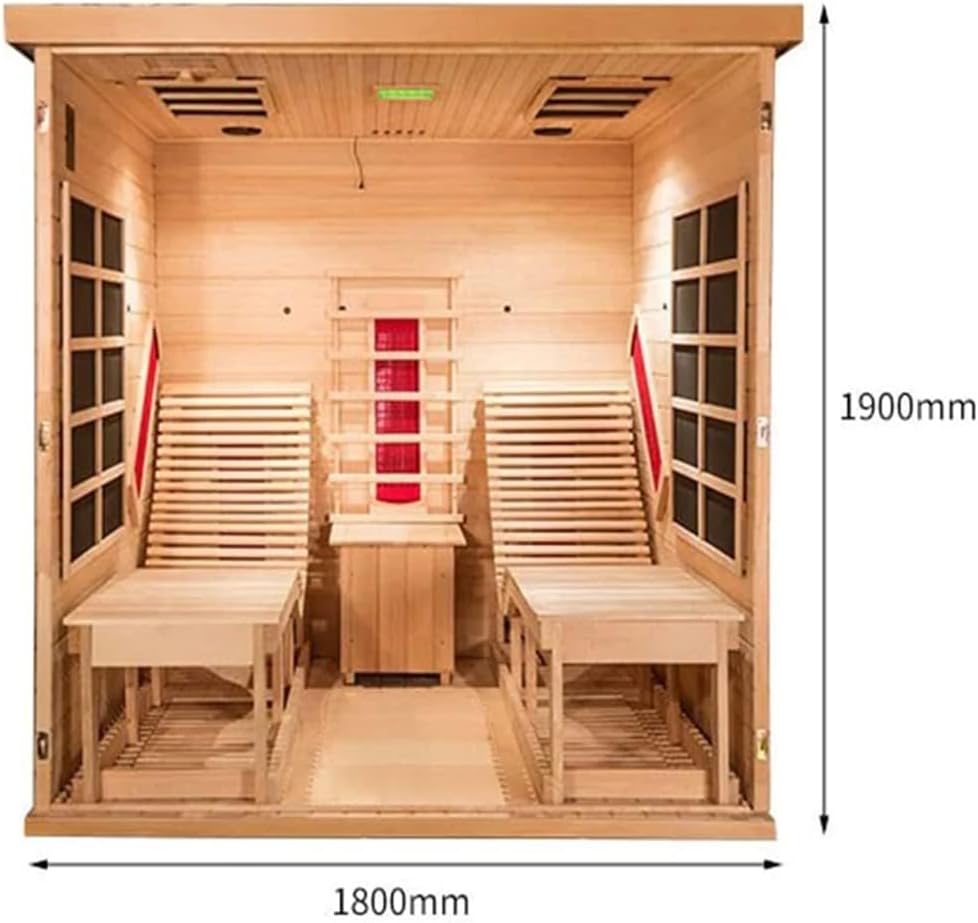 2 Person Infrared Saunas for Home with Recliner, 220V Traditional Sauna for Indoor Use, Canadian Ceder, Full Spectrum Sauna with 9 Heating Panels (Cedar)