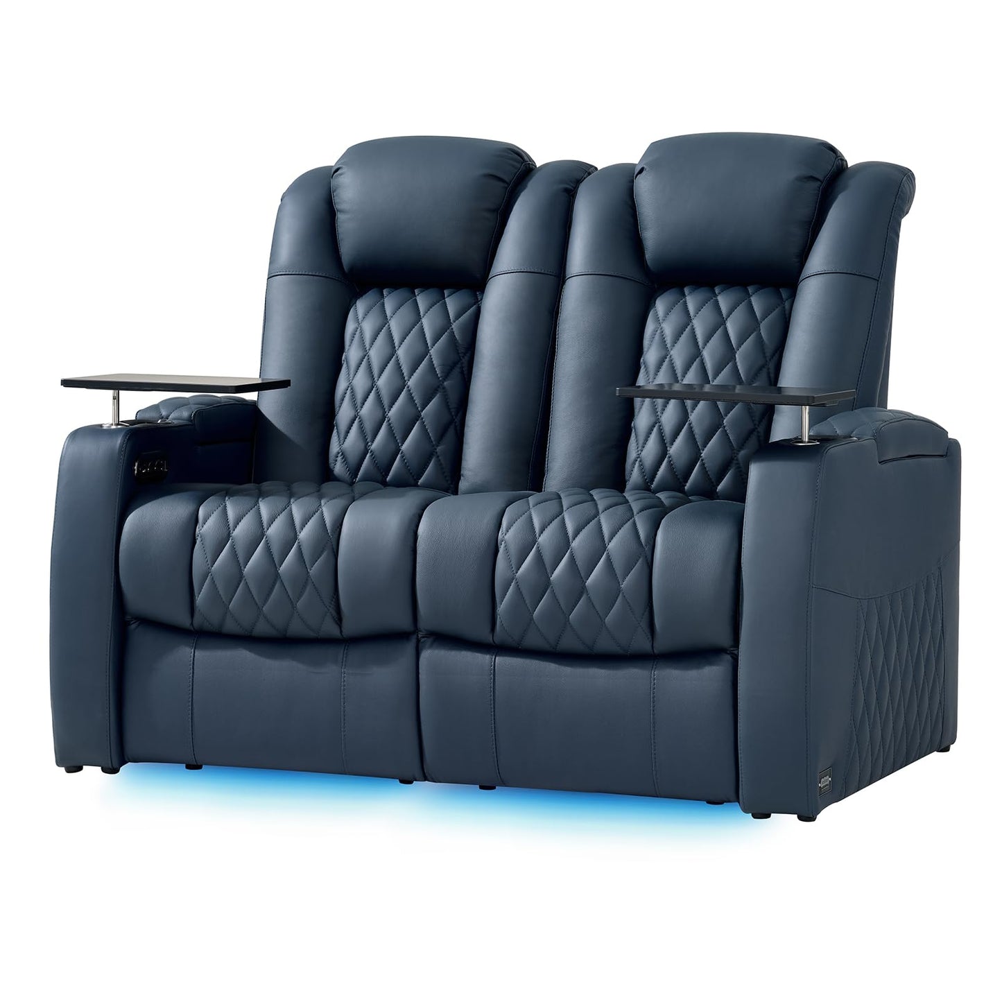 comfiroom Top-Grain Leather Home Theater Seating, Dual-Motor Power Recliner | Classic Series Black Zero Gravity Motorized Theater Chair with USB-C Charging, Adjustable Headrest, Tray Table, Row of 1