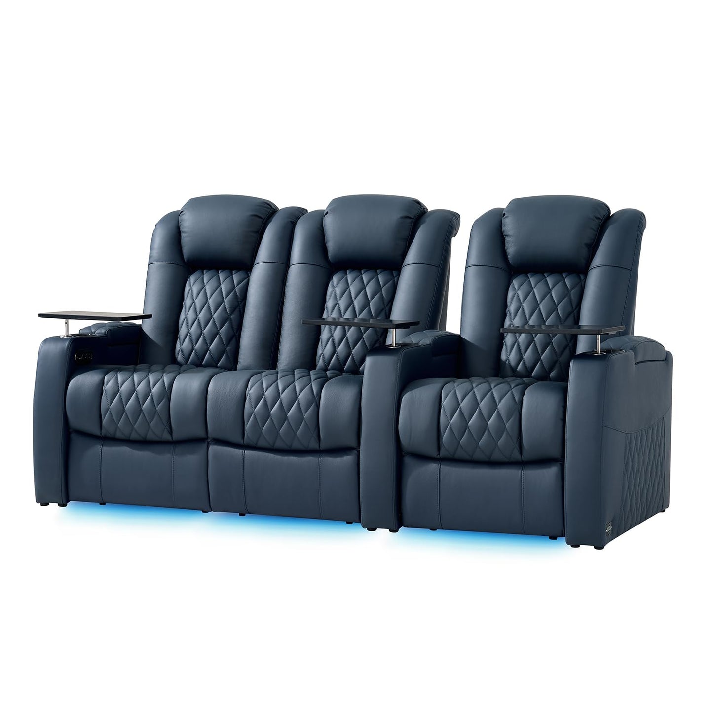 comfiroom Top-Grain Leather Home Theater Seating, Dual-Motor Power Recliner | Classic Series Black Zero Gravity Motorized Theater Chair with USB-C Charging, Adjustable Headrest, Tray Table, Row of 1