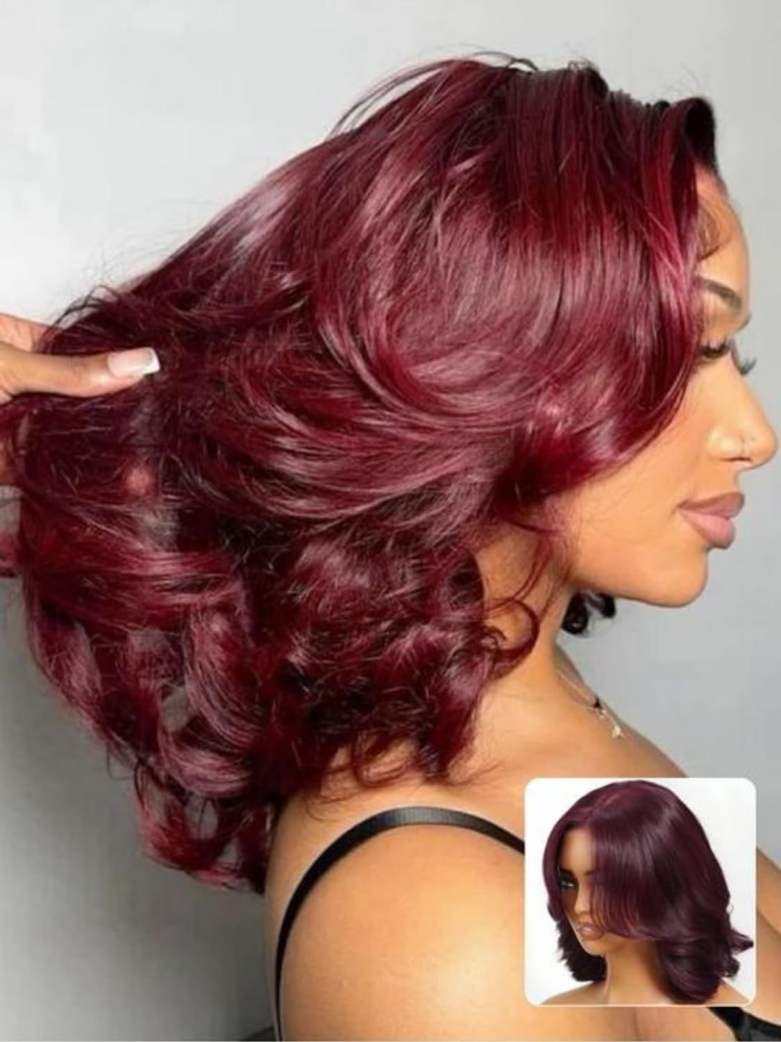 Nadula 13x4 HD Ombre Brown Wavy Bob Drawstring Wig Human Hair with Blonde Face Framing Layers Bangs,Pre Everything Glueless No Slip Wig Pre Plucked Ready to Wear Short Highlight Wavy Bob Wig 10inch