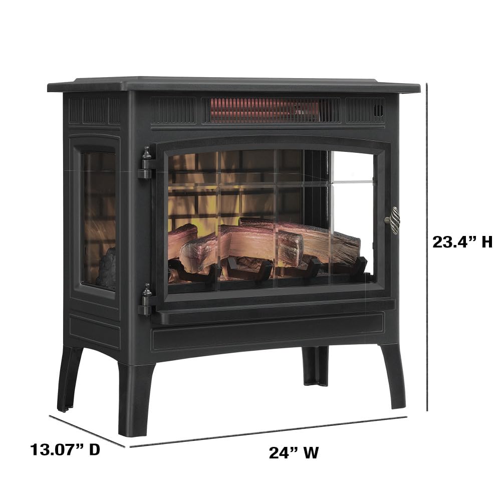 duraflame Freestanding Electric Fireplace Stove Heater with 3D Flame Effect for 1,000 Sq. Ft, Bronze