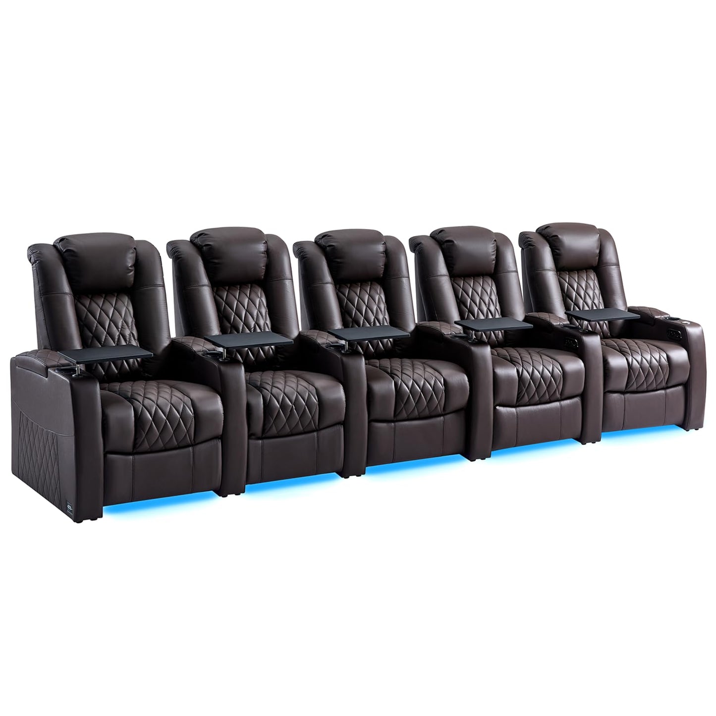 comfiroom Top-Grain Leather Home Theater Seating, Dual-Motor Power Recliner | Classic Series Black Zero Gravity Motorized Theater Chair with USB-C Charging, Adjustable Headrest, Tray Table, Row of 1
