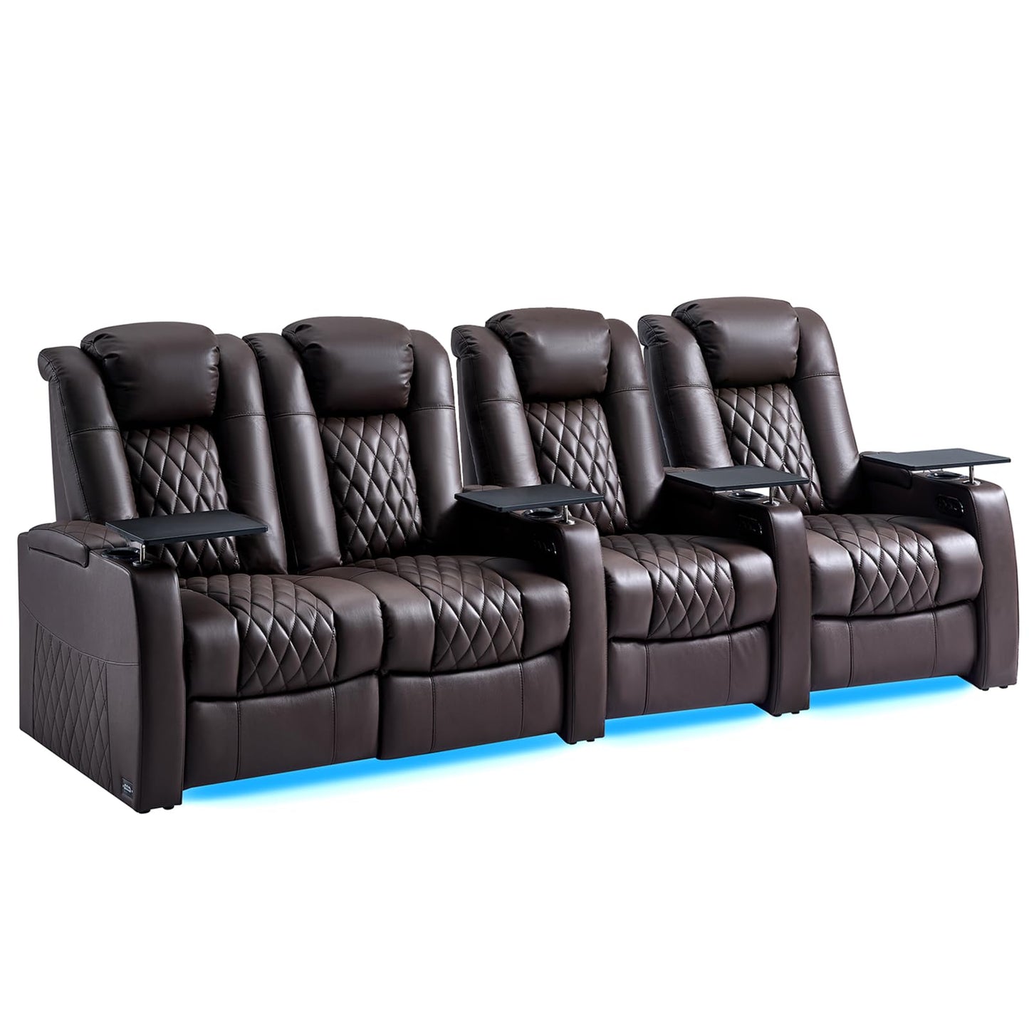 comfiroom Top-Grain Leather Home Theater Seating, Dual-Motor Power Recliner | Classic Series Black Zero Gravity Motorized Theater Chair with USB-C Charging, Adjustable Headrest, Tray Table, Row of 1
