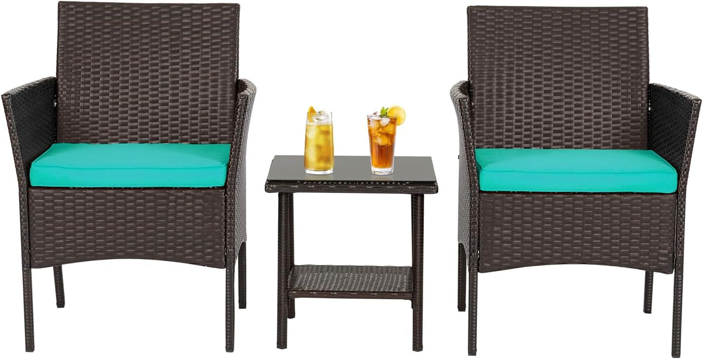 FDW 4-Piece Patio Furniture Set | Black | Outdoor Wicker Furniture | with Coffee Table | Modern Rattan Chairs Conversation Set | Outdoor Seating | Weather-Resistant | for Porch, Garden, Lawn