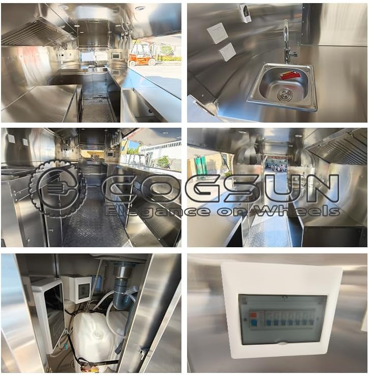 Mirror Food Trailer Equipment Mobile Trucks with Full Kitchen Equipment Hotdog Cart for Commercial Use Taco Cart Mobile Coffee Bar Trailer