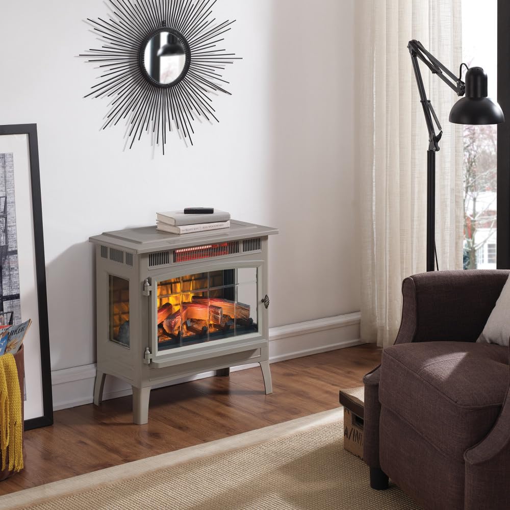 duraflame Freestanding Electric Fireplace Stove Heater with 3D Flame Effect for 1,000 Sq. Ft, Bronze