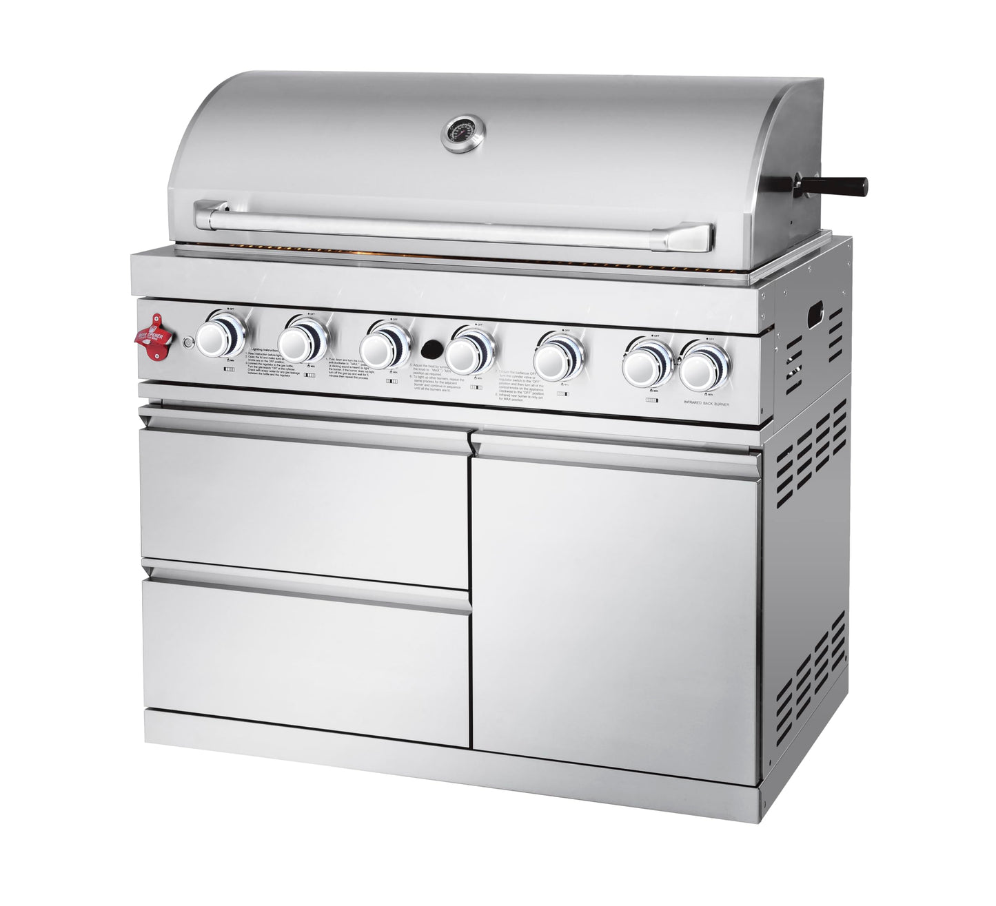 102.4 Inch Outdoor Kitchen Island | 4 Burner Propane Gas BBQ Grill with Sink and Refrigerator, 59500 BTU 304 Stainless Steel, Black (Black, 102.4"')