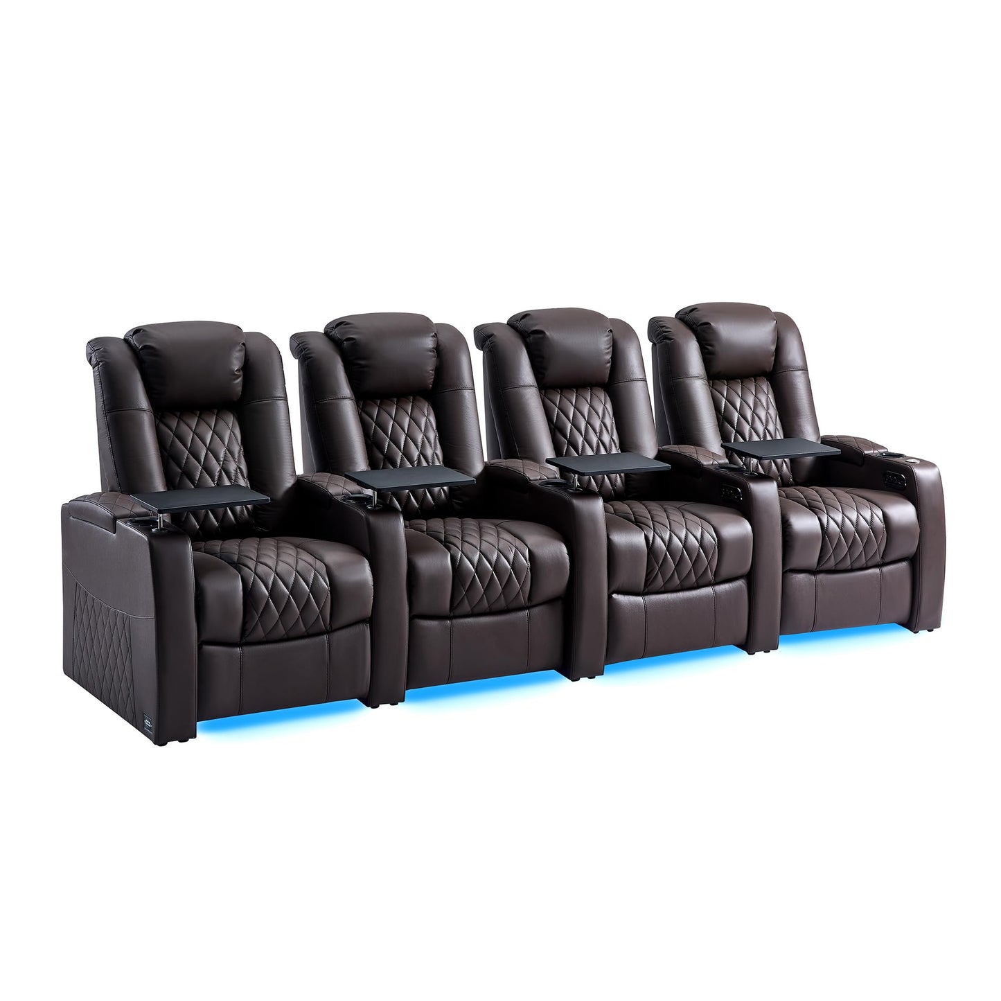 comfiroom Top-Grain Leather Home Theater Seating, Dual-Motor Power Recliner | Classic Series Black Zero Gravity Motorized Theater Chair with USB-C Charging, Adjustable Headrest, Tray Table, Row of 1