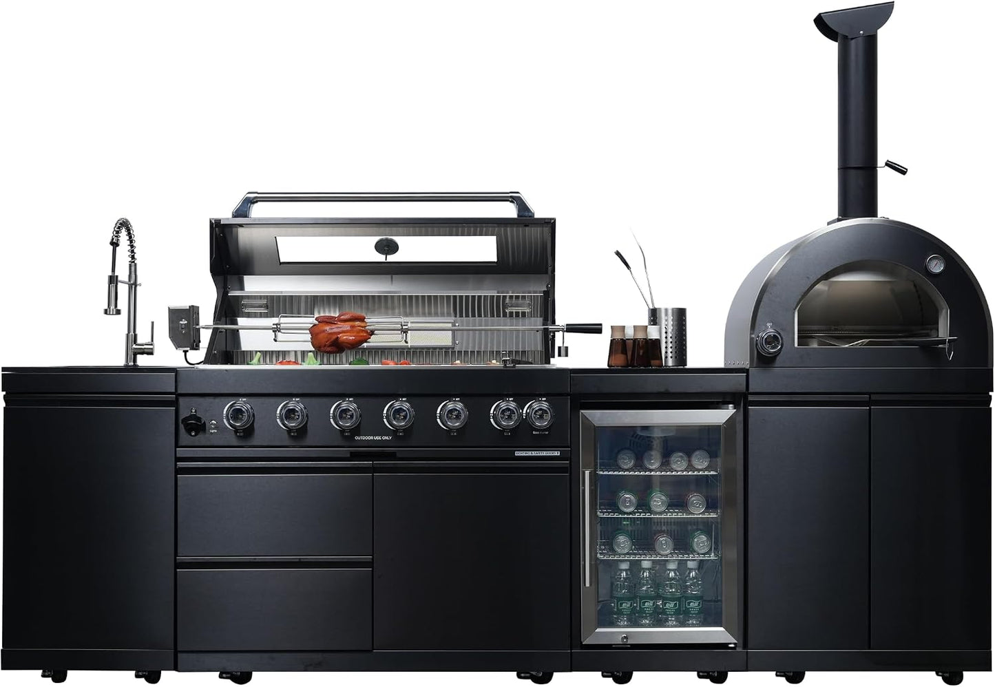 109" Outdoor Kitchen Island Gas Grill with Pizza Oven & Sink | 109 Inch Outdoor Kitchen Island | Gas Grill with Pizza Oven