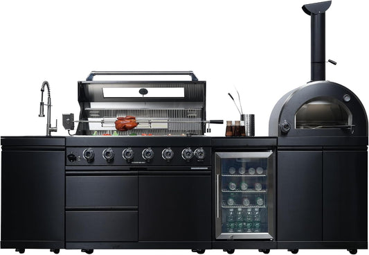 109" Outdoor Kitchen Island Gas Grill with Pizza Oven & Sink | 109 Inch Outdoor Kitchen Island | Gas Grill with Pizza Oven