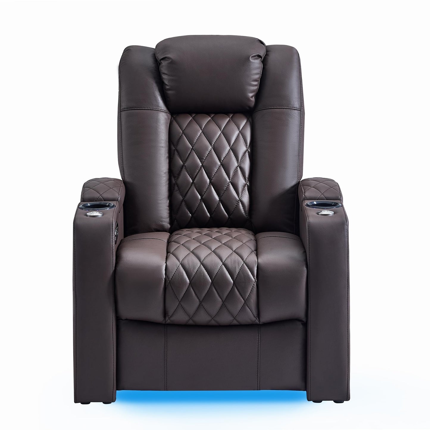 comfiroom Top-Grain Leather Home Theater Seating, Dual-Motor Power Recliner | Classic Series Black Zero Gravity Motorized Theater Chair with USB-C Charging, Adjustable Headrest, Tray Table, Row of 1