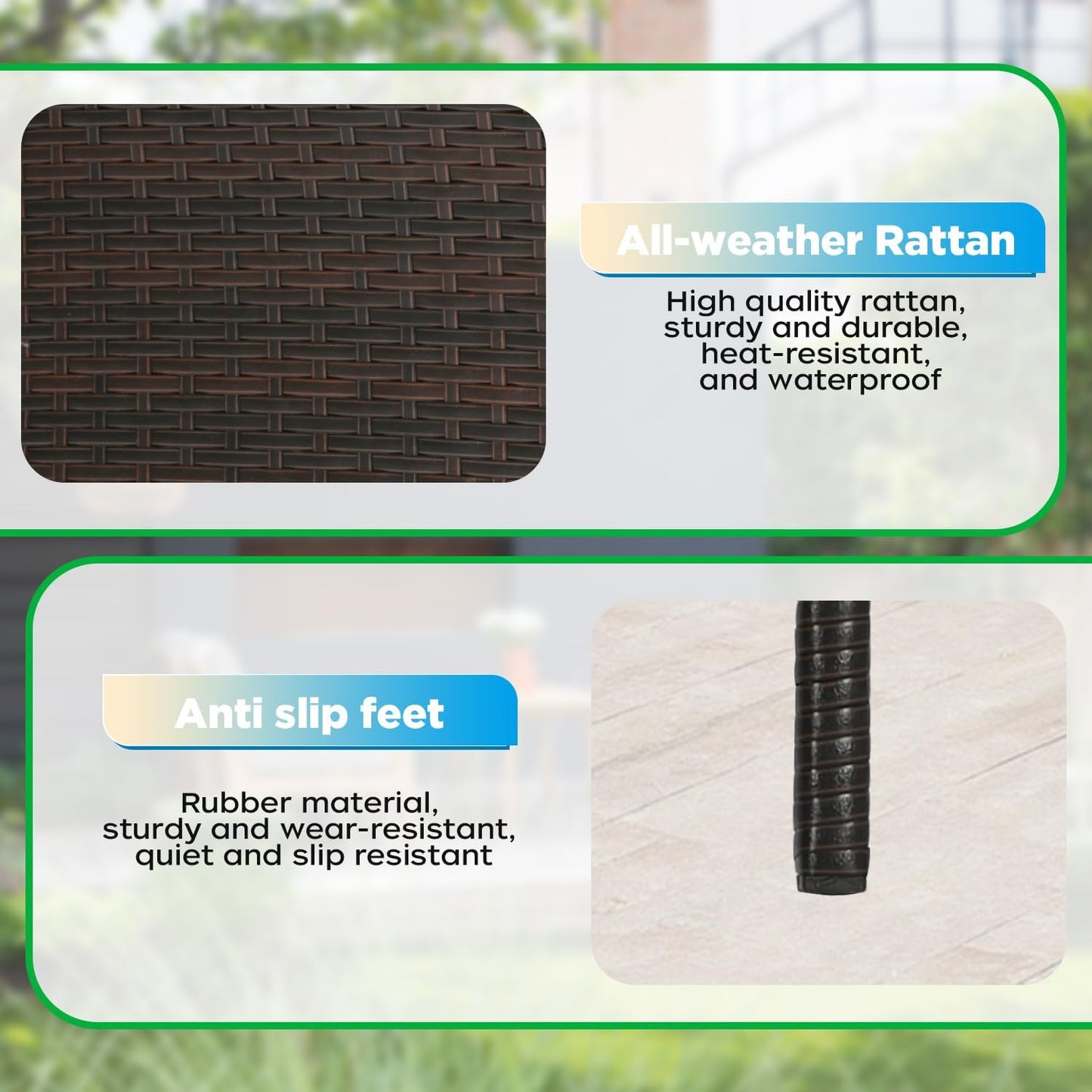 FDW 4-Piece Patio Furniture Set | Black | Outdoor Wicker Furniture | with Coffee Table | Modern Rattan Chairs Conversation Set | Outdoor Seating | Weather-Resistant | for Porch, Garden, Lawn