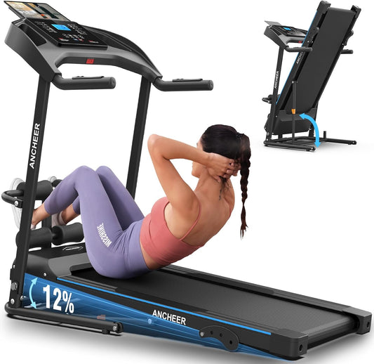 Smart Treadmill with Sit Up, Foldable Treadmills for Home with Incline | 2026 Upgraded 3.5HP Portable Treadmill 350lbs Capacity, Multifunction Home Gym Equipment, Body Fat & Heart Rate Monitor