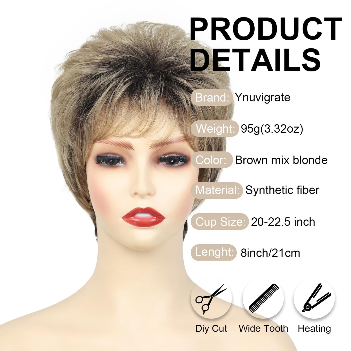 Women's Short Curly Silve Gray Wig Old Lady Hair | Fluffy Short Natual Wave Grey Hair Wigs for White Women Grandma Synthetic Daily Halloween Cosplay Party Wig Easy Care