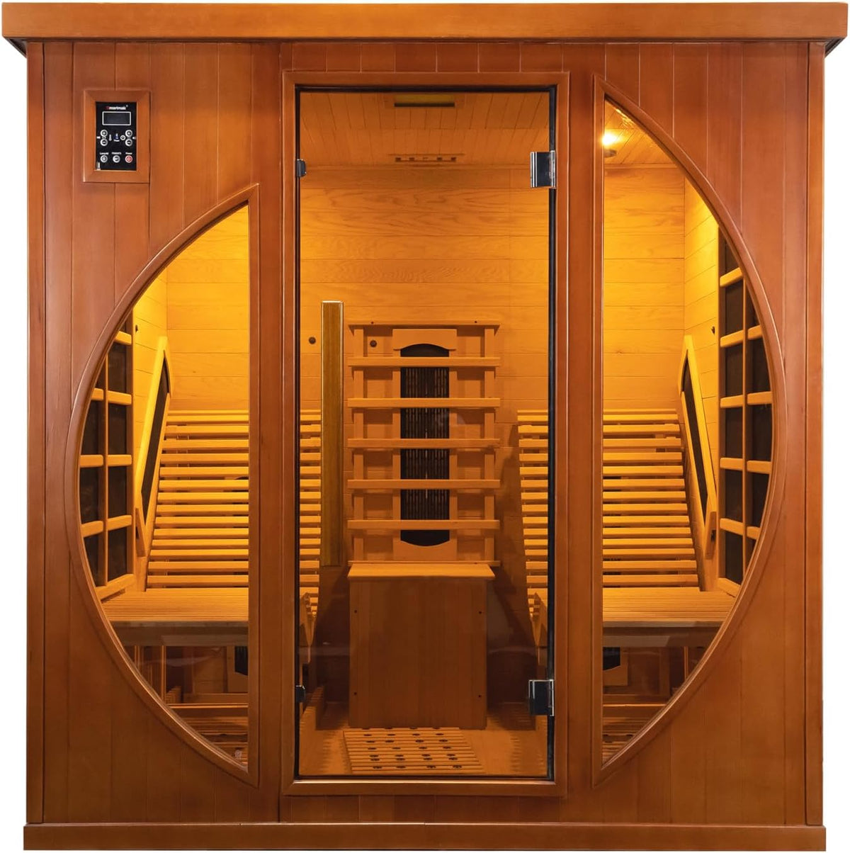 2 Person Infrared Saunas for Home with Recliner, 220V Traditional Sauna for Indoor Use, Canadian Ceder, Full Spectrum Sauna with 9 Heating Panels (Cedar)