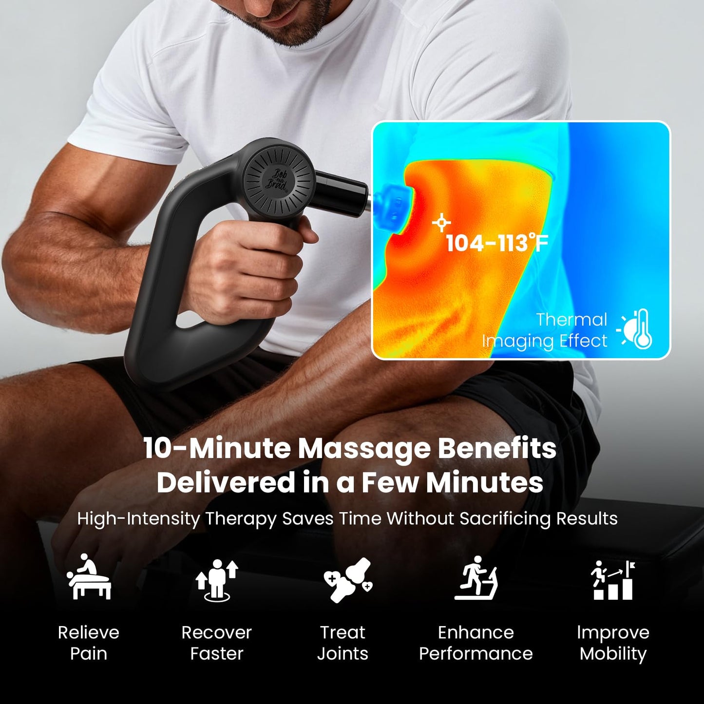 BOB AND BRAD D6 Pro Max+ Massage Gun with Heat and Cold, Powerful Deep Tissue Percussion Massager with 16mm Amplitude, Professional Muscle Massager Gun for Athletes, Quiet Electric Handheld Massager
